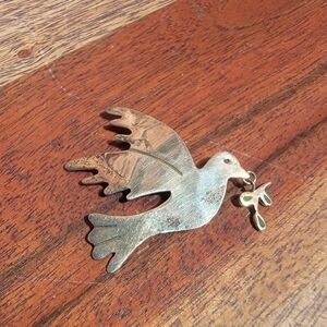 Anne Harvey Mexico 925 Sterling Dove Brooch With Olive Branch